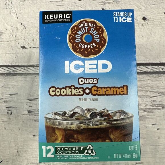 4 The Original Donut Shop Coffee Iced Duos Cookies & Caramel K Cups Keurig 4.8oz - Picture 2 of 8